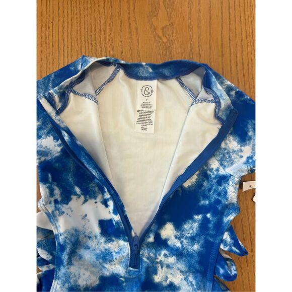 NWT Treasure & Bond Girls Cutout UPF 50+ One Piece Swimwear Blue White Size 7 - Picture 5 of 5